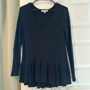 Anthropology Black Waffle Shirt